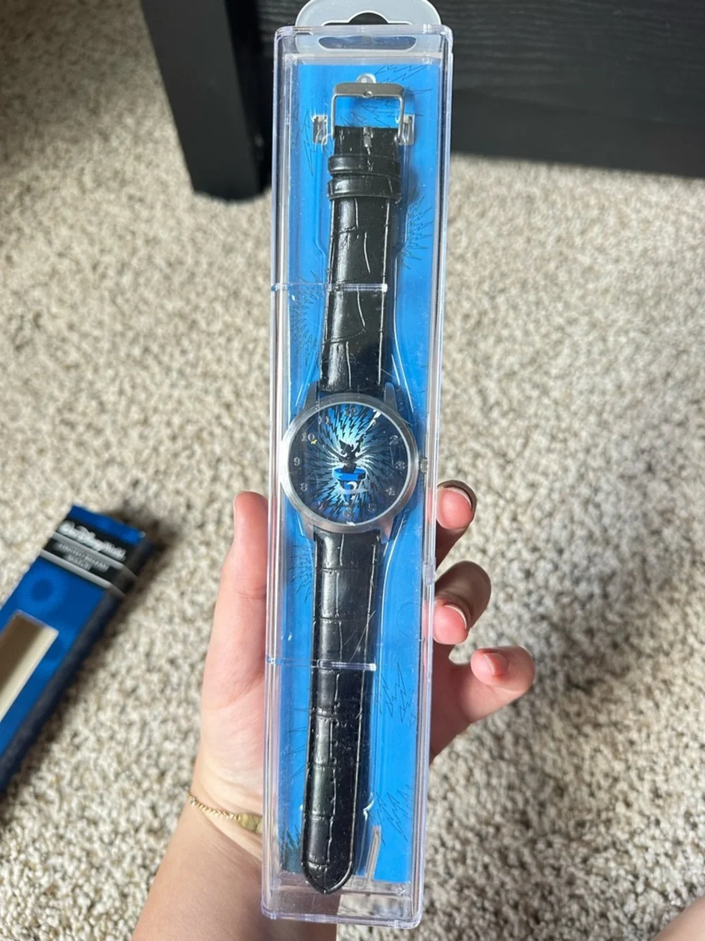 Disney Blue Graphic Dial Wristwatch with Black Strap